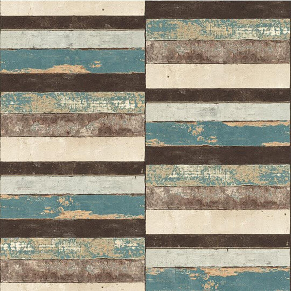 Industrial Brick Effect Wallpaper Rasch Blue Teal Vinyl Paste The Wall Textured 4000441403701