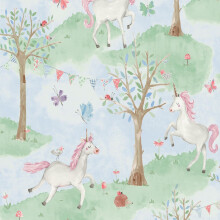 Unicorn Wallpaper Grandeco Kids Animal Green Paste The Wall Textured Vinyl