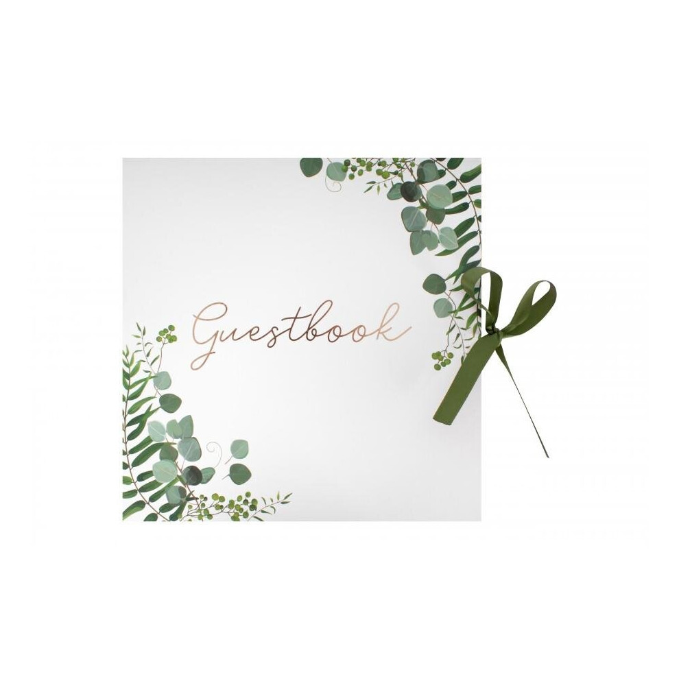 Yöl Wedding Guest Book Eucalyptus Foil Hard Cover 60 Pages Green/Gold