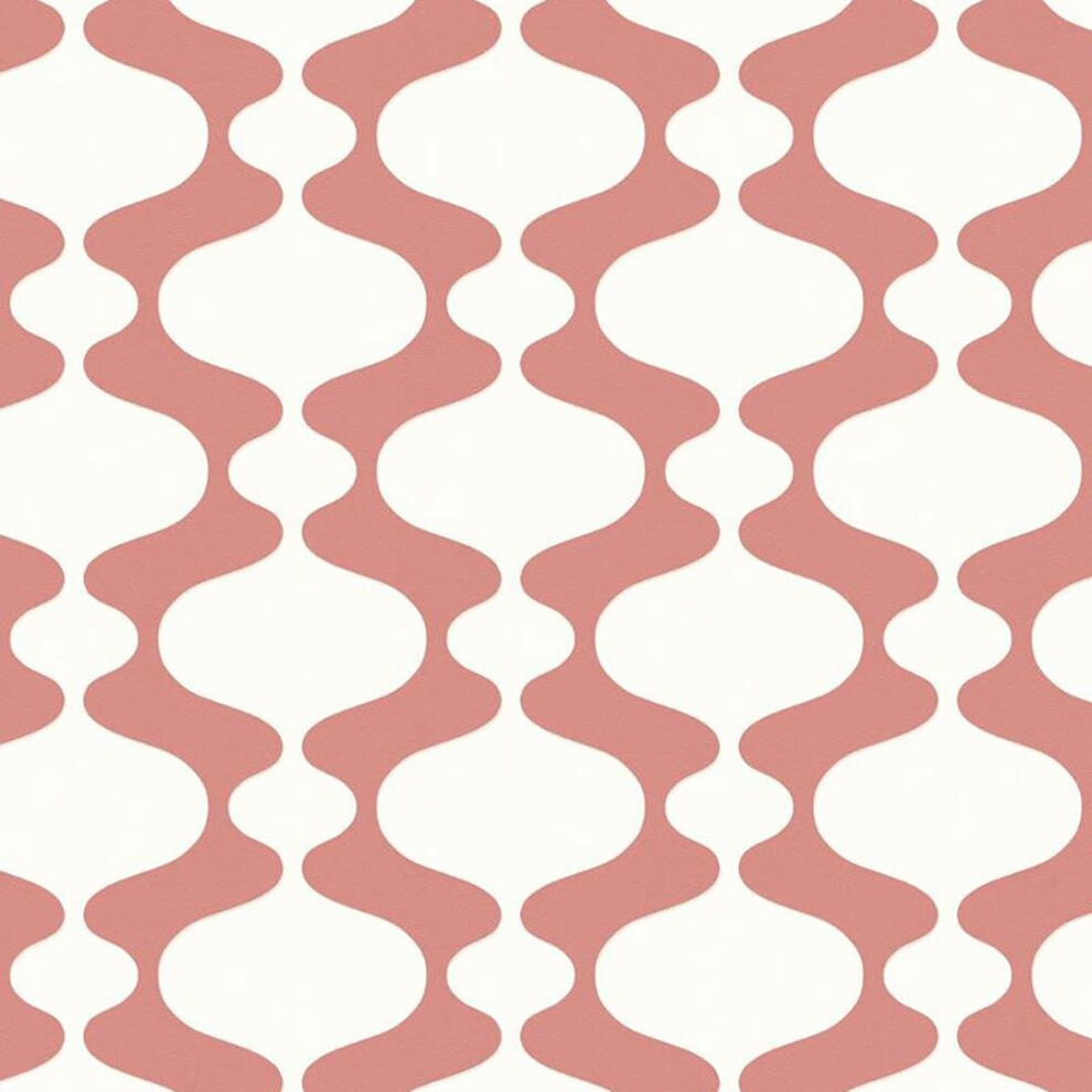 Peach Geometric Wallpaper Fine Decor Retro Red White Paste The Wall