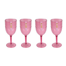 Pack of 4 Wine Goblets Pink Aztec Reusable BBQ Summer Party Tableware Camping