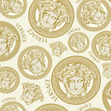 Versace Plate Metallic Wallpaper White Gold Vinyl Paste Wall Textured