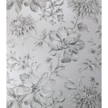 Silver Floral Wallpaper White Grey Flowers Pearlescent Metallic Crown Lucia