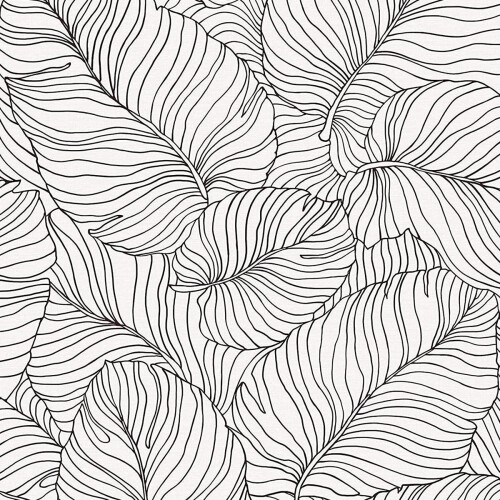 Grandeco Black White Leaf Wallpaper Grandeco Paste The Wall Textured Vinyl