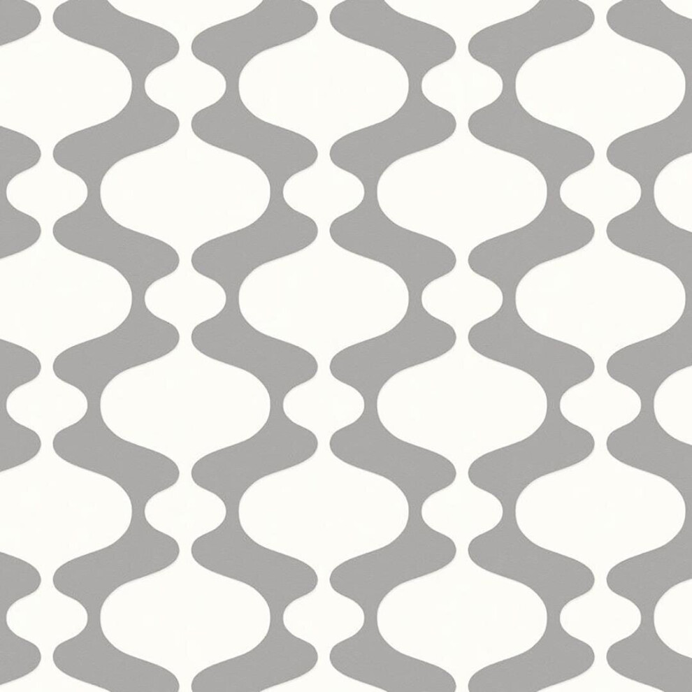 Grey Geometric Wallpaper Fine Decor Retro White Paste The Wall