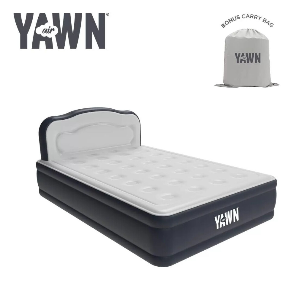 YAWN Air Bed (Double) Self-inflating motorised luxury air bed with built-in headboard.