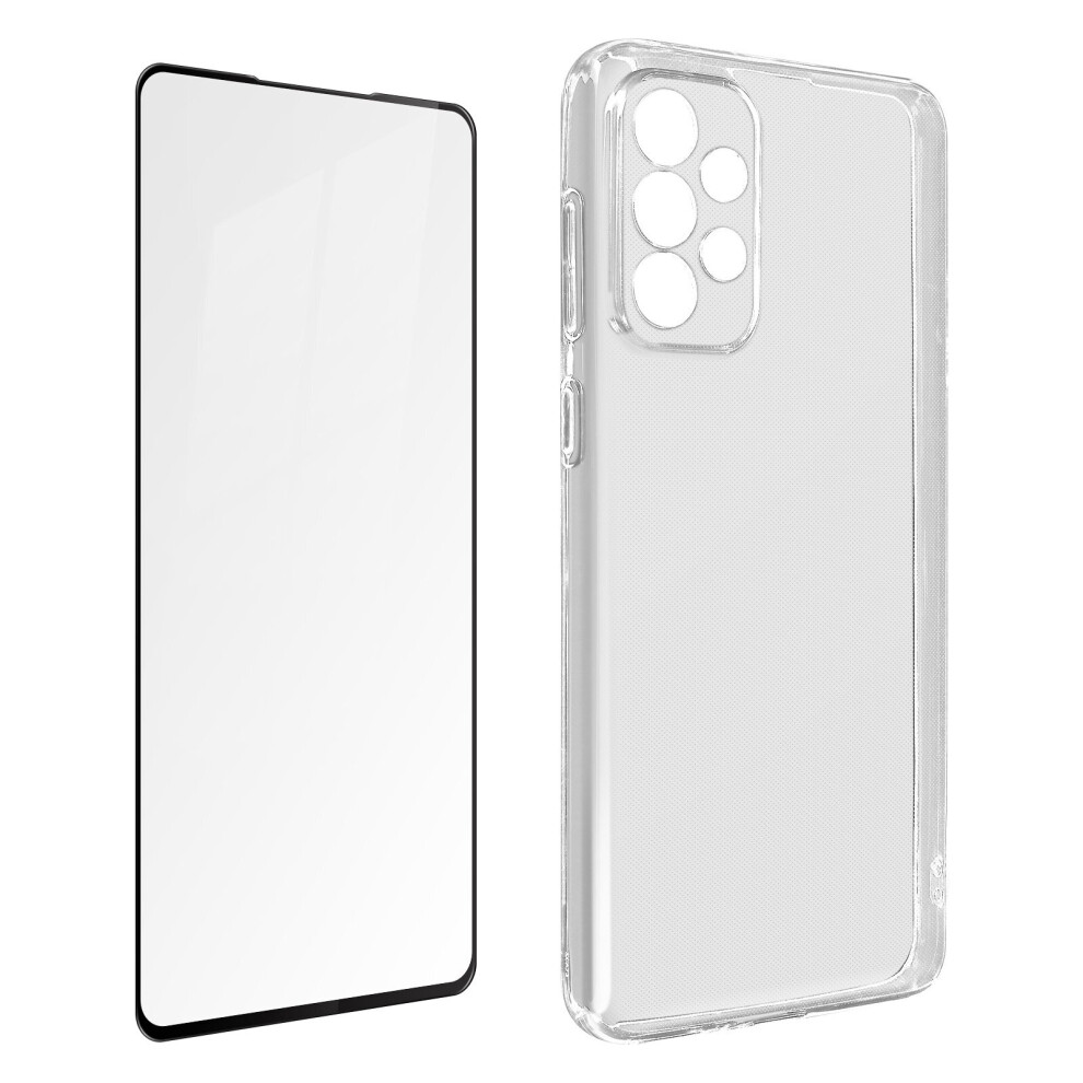 Case For Samsung Galaxy A73 Silicone And Tempered Glass 9H Uncured Clear 3662427643450