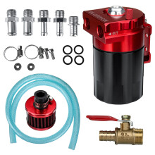 New Universal 300mL Oil Catch Tank with Breather Filter Red/Blue For Car Modification