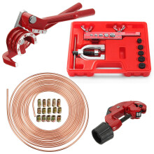 New Brake Pipe Line Repair Flaring Kit Pipe End Flarer Cutter Bender 25Fit 3/16'' OD Roll With 15Pcs Nuts