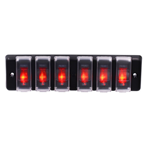 New 6 Gang DC 12V Waterproof Rocker Circuit Breakers Button Toggle Switch Panel For Car Boat 1