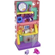 Polly Pocket Pet Place with 4 Floors of Fun, 2 Micro Dolls, 1 Sticker Sheet and 5 Micro Accessories, GKL55