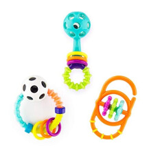 Sassy My First Rattles Newborn Gift Set met 3 zachte en flexibele rammelaars, leeftijd 0+ maanden