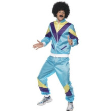 Smiffys mens 80s Height of Fashion Shell Suit Adult Sized Costume, Blue, M - US Size 38 -40