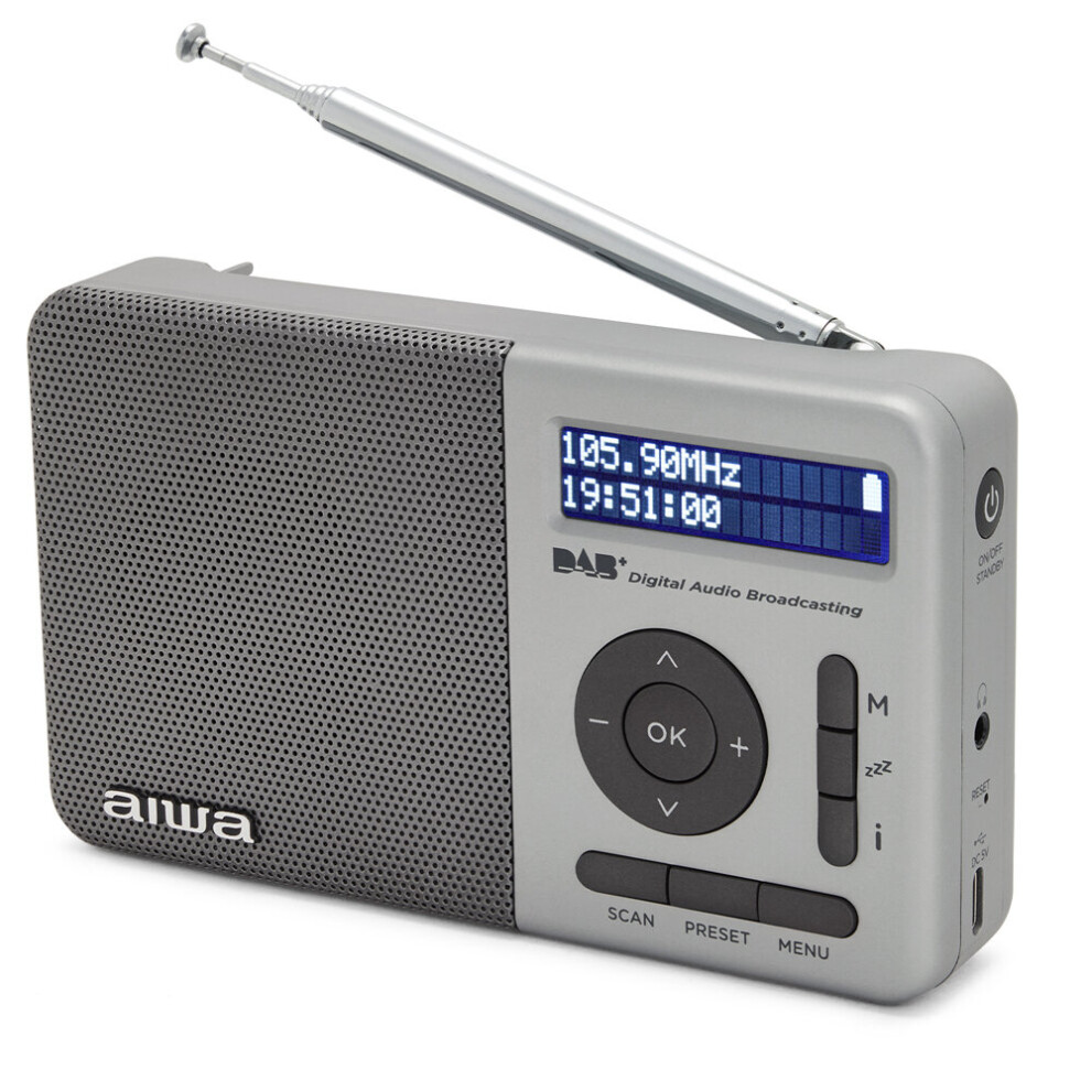 Aiwa Rd-40Dab Digital Portable Radio Dab+/Fm-Rds Radio - Silver