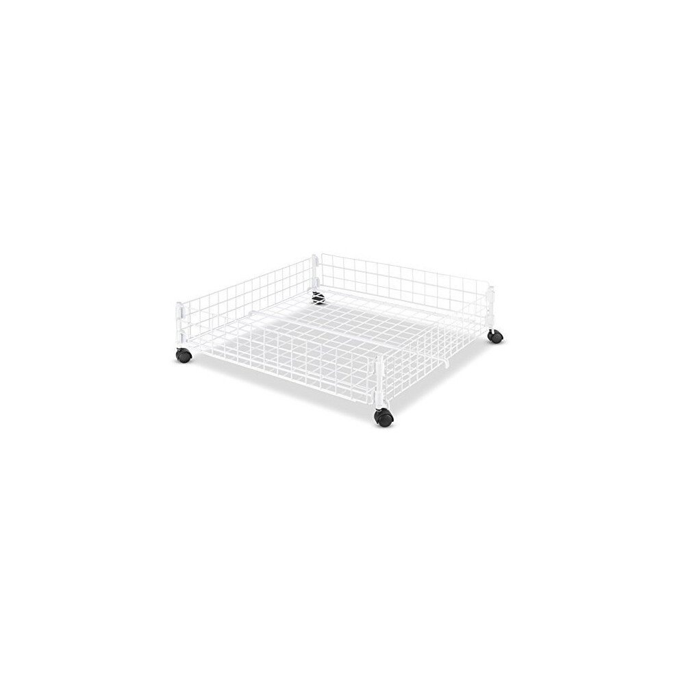 Whitmor Rolling White Wire Underbed Cart