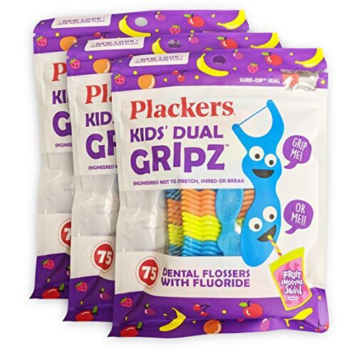 Plackers Kids Flossers - 75 Count - Pack of 3 1