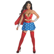 Rubies Womens DC Comics Wonder Woman Corset Costume, Red/White/Blue, Small