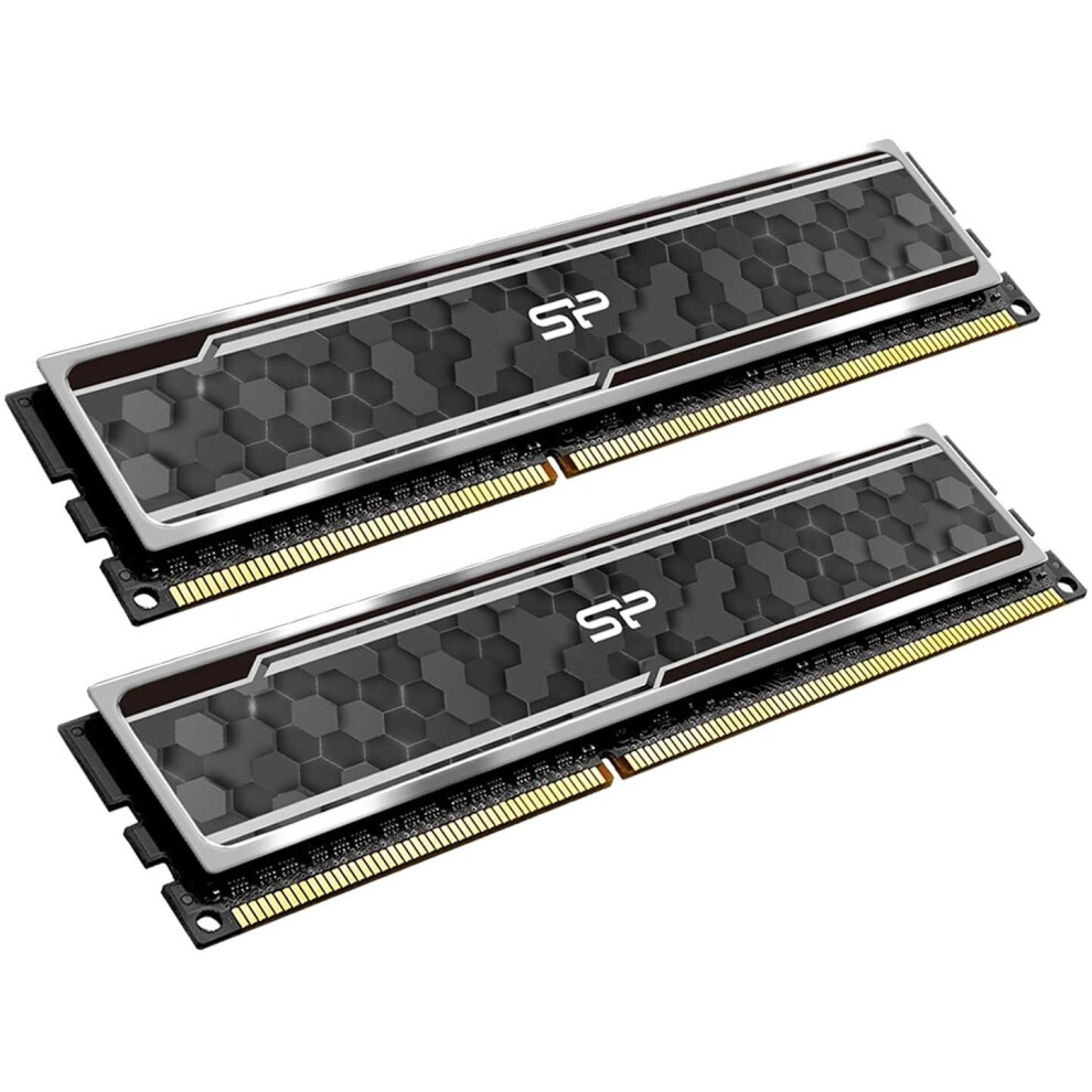 Silicon Power Value Gaming DDR4 RAM 16GB (8GBx2) 3200MHz (PC4 25600) CL16 1.35V Desktop Memory Module with Heatsink Camouflage Grey ..-image-OPC-P99JFHC-NEW
