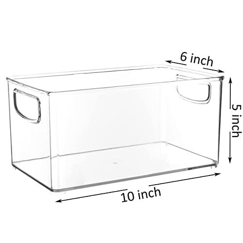 Youngever 2 Pack Stackable Plastic Storage Organizer Container Bin, Stackable Storage Bins with Handler for Refrigerator, Pantry (10" x 6" x 5") 2