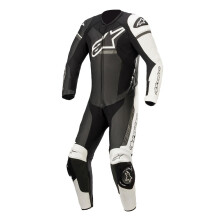 (58) Alpinestars GP Force Phantom One Piece Leather Suit Black / White / Metallic Grey