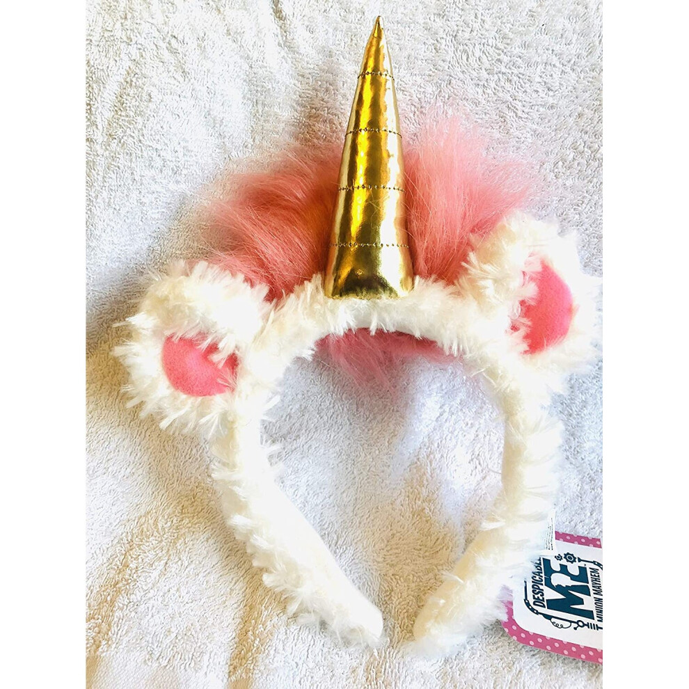 Disney U Despicable Me, Minion's Unicorn Pony Fluffy Ear Headband, Fancy Dres Pink