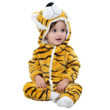 (Tiger, 80cm) Baby Winter Animal Costume Flannel Hooded Jumpsuit Zipper Romper Cosplay Outfits