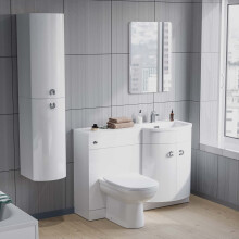 RH White Vanity with BTW Toilet, WC, Basin and Wall Hung Cabinet Flat Pack| Dene