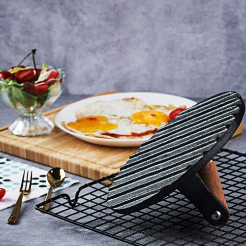 Kitchen Round Cast Iron Grill Meat Press Tool Steak Bacon Burger Press 2