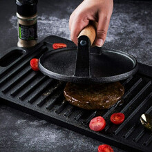 Kitchen Round Cast Iron Grill Meat Press Tool Steak Bacon Burger Press