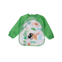 (Green Crab) Baby Feeding Bibs Waterproof Feeding Apron Toddler Weaning Long Sleeve