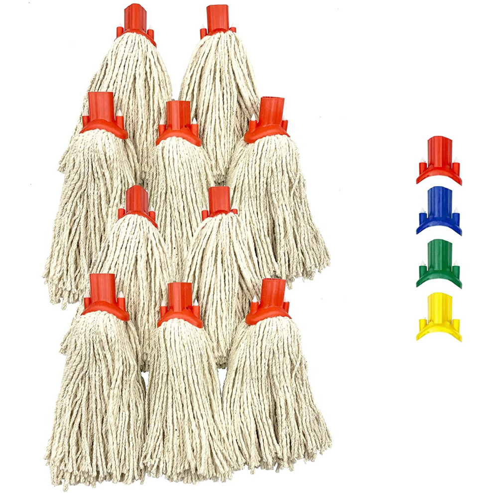 Tdbs The Dustpan And Brush Store 10X Cotton Floor Mop Heads Set Replacement Heavy Duty Cleaning Red
