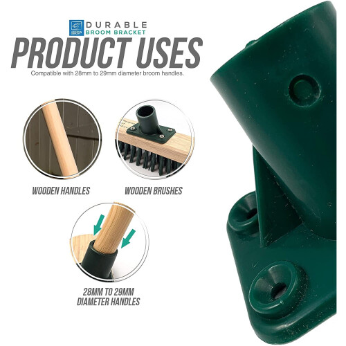 3 Broom Handle Bracket Plastic Sweeping Brush Shaft 1 1/8 Head Support 1