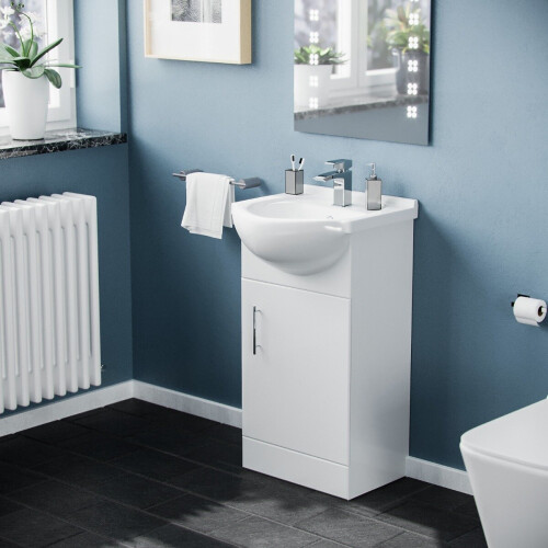 NES Home Dyon 450mm Floorstanding Vanity Basin Unit White