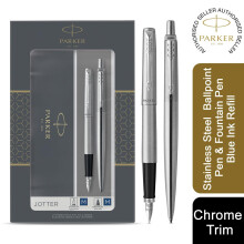 Parker Jotter Ballpoint Pen & Fountain Pen Duo Gift Set Blue Ink