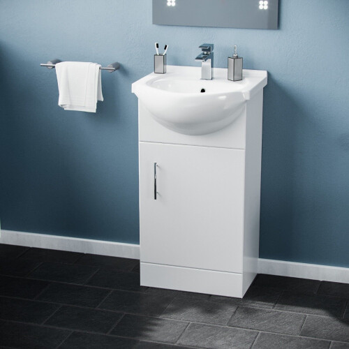 NES Home Dyon 450mm Floorstanding Vanity Basin Unit White 2