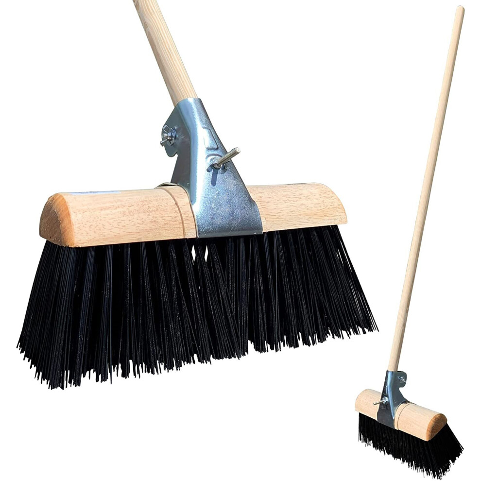 Tdbs The Dustpan And Brush Store 13'' Saddle Outdoor Broom Head Handle Pvc Yard Heavy Duty Sweeping