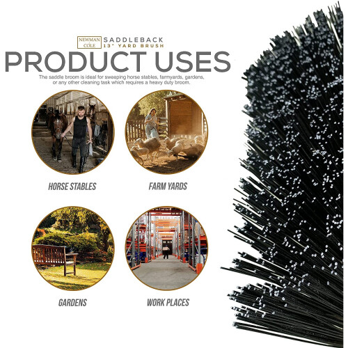 13'' Saddle Outdoor Broom Head Handle PVC Yard Heavy Duty Sweeping 1
