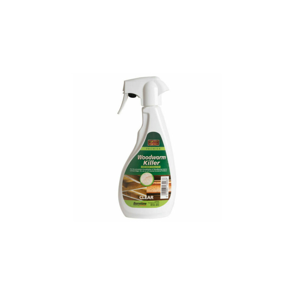 Barrettine Low Odour Woodworm Killer, Trigger Spray, 500Ml