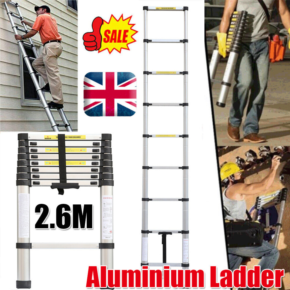 2.6M Heavy Multi-Purpose Telescoping Ladder Standard Extendable Ladder 2.6M