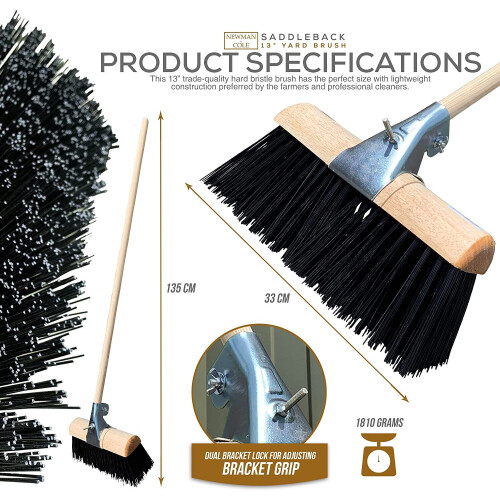 13'' Saddle Outdoor Broom Head Handle PVC Yard Heavy Duty Sweeping 2