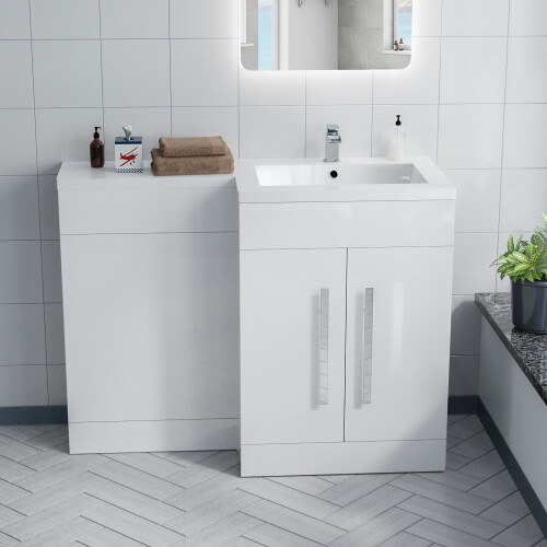 NES Home Aric RH 1100mm Vanity Basin & WC Unit White 1