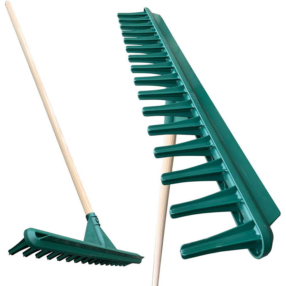 Large Garden Rake Head 120cm Handle Heavy Duty Plastic 16 Teeth Soil