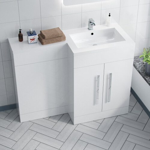 NES Home Aric RH 1100mm Vanity Basin & WC Unit White 2