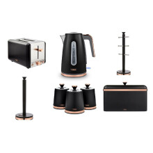 Black Cavaletto Jug Kettle 2 Slice Toaster Breadbin Canister Towel pole Mug tree