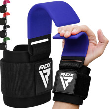 (Blue) RDX Weight Lifting Hooks Straps Pair Training Wrap