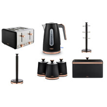 Black Cavaletto Jug Kettle 4 Slice Toaster Breadbin Canisters TowelPole Mug Tree