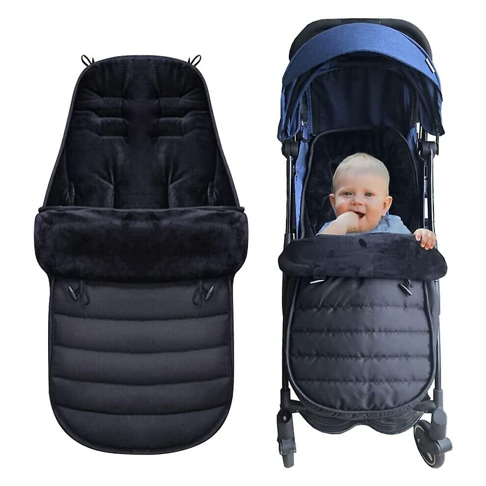 (Black) Universal Stroller Sleeping Bag Windproof Baby Warm Footmuff Winter Bunting Bag Black