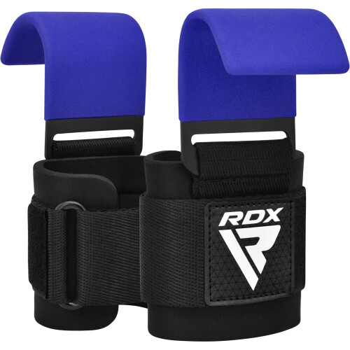 (Blue) RDX Weight Lifting Hooks Straps Pair Training Wrap 1