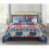 (Check Denim-Red, King) 3 Piece Patchwork Bedspread Quilted Throw Double & King Size Printed Bedding Set 1