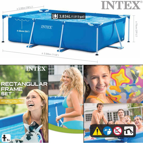 Intex Intex Swimming Pool Large WITH FILTER PUMP - Rectangular Frame 300 x 200 x 75cm 2